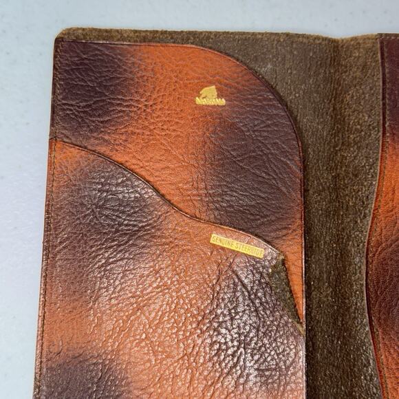 Nokona Vintage Genuine Steerhide Leather Tall Wallet Brown Tooled - Picture 4 of 7